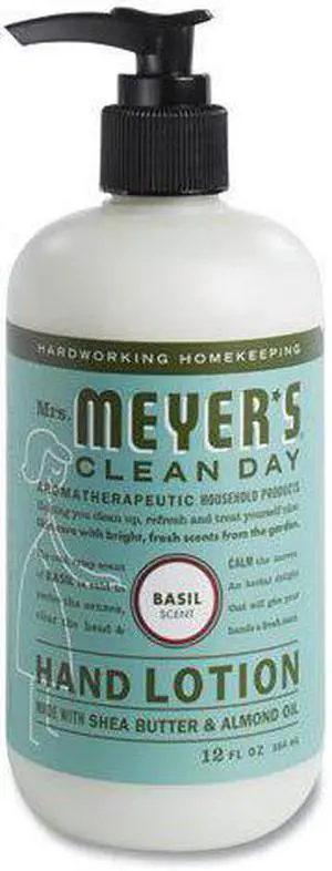 Mrs. Meyer's Clean Day Hand Lotion, 12 oz Pump Bottle, Basil (SJN686591)