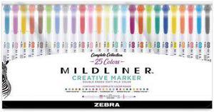 Zebra Mildliner Twin Tip Highlighters Assorted Colors 25/Pack (78525)