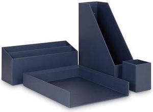 U Brands Four-Piece Desk Organization Kit, Navy, 1 Kit (UBR3631U0002)