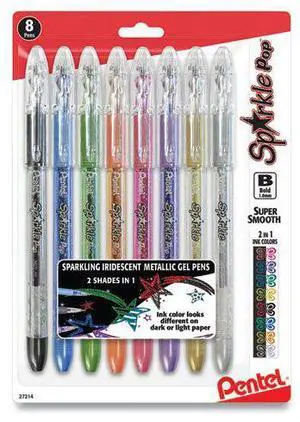 Pentel Sparkle Pop Metallic Gel Pen Bold Assorted Ink Colors 8/Pk K91BPS8M