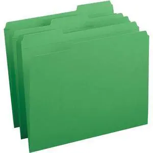 Business Source Folders, 1/3-Cut Reinforced Tab, Green, 100/Box (BSN03174)