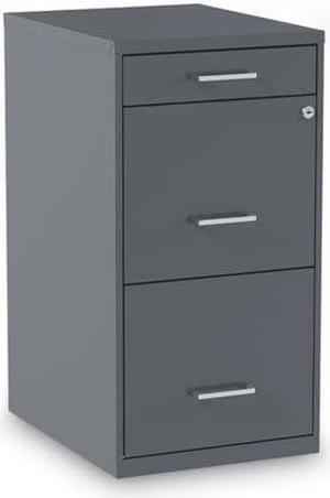 Alera Soho Vert 3-Dwr File Cabinet, Char, 14" x 18" x 26.9", EA (ALESVF1827CH)
