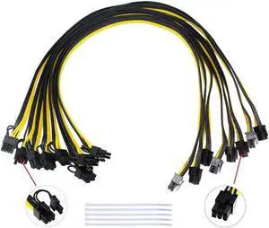[8Pack]16AWG 6Pin PCI-E to 8 (6+2) pin Cable 27.5 Inch(70CM) Length PCI 6Pin Male to Male Cable for GPU/PSU Breakout Board, GPU Ethereum ETH Mining Power Supply