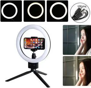 Infinite Dimming Double Color Temperature LED Ring Lamp and Mini Tabletop Tripod