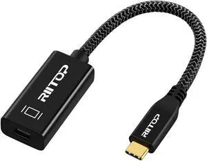 USB Type C to Mini DisplayPort Adapter 4K@60Hz, RIITOP USB C (Thunderbolt 3) to Mini Display Port Dongle Cable, Compatible with MacBook Pro 2019 2018, Dell XPS, Samsung Galaxy S21 S20 Plus