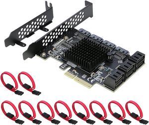 PCIe x4 SATA Card, 10 Port SATA 6Gbps Controller Expansion Card with Low Profile Bracket, Support 10 SATA 3.0 Devices