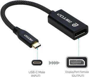 USB Type C to DisplayPort Adapter 4K@60Hz, RIITOP USB C to Display Port Cable, Compatible with MacBook Pro 2019 2018, Surface Book, Dell XPS, Samsung Galaxy S21 S20 Note 20-Grey