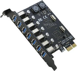 PCIe USB 3.0 Card 7 Port, RIITOP PCI-e Express x1 to 7 Port USB3.0 Expansion Controller Card Adapter, NEC Chipset, No Need Power Supply