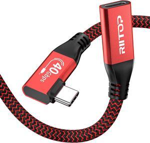 USB C 4.0 Extension Cable 40Gbps 2.6ft, Thunderbolt 3 & 4 Extension Cable, RIITOP USB 4.0 Data Extender Cable Support PD 100W 20V5A, 40Gbps Transfer, 8K@60Hz, 6K/4K@60Hz Video for Dell/HP/Anker Dock