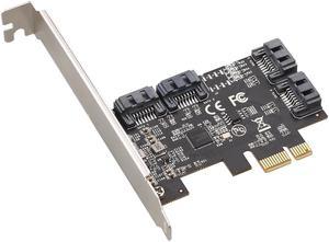 PCIE to 4 Ports 6Gbps SATA III Expansion Card Adapter for Desktop PC Computer, Plug and Play on Windows OS, MAC OS, Linux System, ASMedia ASM1064 None-Raid PCIE 3.0 SATA III Host Controller