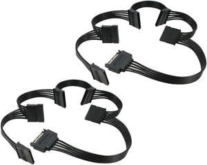 15pin SATA Power Splitter Adapter Cable 60cm [2Pack], 15Pin SATA Male to 5* SATA Female Power Extension Splitter Cable  Apply for SATA Hard Disk Drive, HDD, SSD, Optical Drives