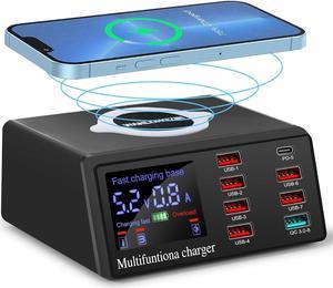 USB Charging Station 100w 8-Port USB C Charging Station, Charging Station for Multiple Devices Apple, Compatible with Various Brands of Mobile Phones, Etc