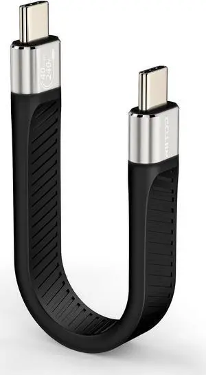 RIITOP USB 4 Cable Short 5inch Flat, Supports 8K HD Display, 40 Gbps Data Transfer, 240W Charging USB C to USB C Cable, for iPhone 15Pro/15ProMax/15/15Plus, Type-C Laptop, Hub, Docking, and More