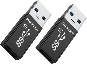 Double Sides 10Gbps RIITOP USB 3.1 Gen 2 A Male to Type-C Female Adapter,10Gbps Data Transfer, USB A to USB C 3.1 Converter for PC, Laptop, Charger, Power Bank, Quest Link VR - 2Pack