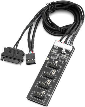 RIITOP 9Pin 1 to 4 USB Header Splitter, USB 2.0 Header Splitter with SATA Power Cable, 1 to 4 USB Header Splitter Internal USB Hub for CPU/WiFi Receiver/Fans/RGB Light/Printer/Scanner