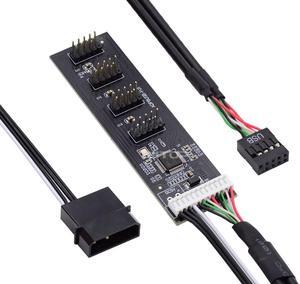 RIITOP USB 2.0 9pin 10pin Header 1 to 4 Female Splitter Extension Cable HUB with IDE 5V Power Connector Adapter Port Multilier