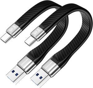 Flat USB C Android Auto Cable, USB-C to USB-A 10Gbps Data Sync Cord, 5.1inch USB A to Type C Fast Charger Cable Compatible with Samsung Galaxy S23 S22 S21 S20 S10 S10e S9 S8 Note 20 10 9 A54 A53