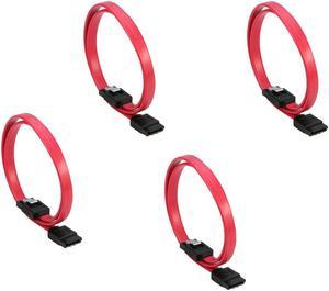 SATA Cable III, 4 Pack SATA Cable III 6Gbps Straight HDD SDD Data Cable with Locking Latch 20 Inch Compatible for SATA HDD, SSD, CD Driver, CD Writer - Red