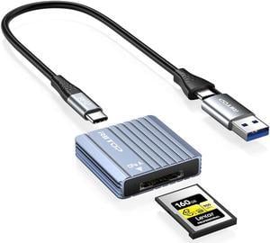 RIITOP CFexpress Type A Card Reader with USB 3.2 (Gen 2) 10Gbps, USB-C&USB-A 2-in-1 Type A CFexpress Adapter, Compatible with Windows/Mac/Linux/Android(Not for XQD Card)