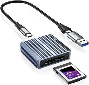 CFexpress Type B Card Reader with USB 3.2 (Gen 2) 10Gbps, USB-C&USB-A 2-in-1 Type B CF Express Card Reader Adapter, Compatible with Windows/Mac/Linux/Android(Not for XQD Card)