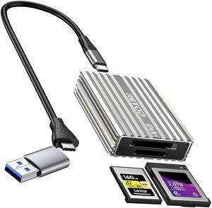 RIITOP CFexpress Type B and A Card Reader with USB 3.2 Gen2 10Gbps, USB A/USB C CF Express Card Adapter Aluminum, Compatible with MacBook, Chromebook, Android Galaxy, Dell