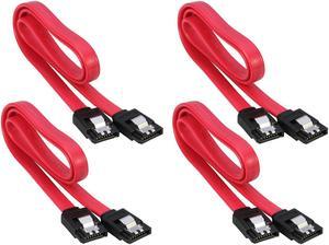 RIITOP SATA III (6 Gbit/s) Straight Data Cable with Locking Latch for HDD/SSD/CD and DVD Drives (4 Pack 20 Inch) in Red