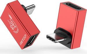 240W 90 Degree USB C Adapter, For iPhone 15 USB C Adapter 2 Pack, USB C Right Angle Type C 240W Connecter for Thunderblt 4, ROG Ally, Steam Deck, Switch, iPhone 15 Plus Pro Max and More