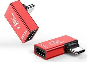 Right Angle USB C to USB C Adapter 240W, RIITOP 90 Degree USB C Adapter 40Gbps, 8K USB C Male to USB C Female Type C Extender Adapter for ipad,Thunderbolt/ USB4, Steam Deck, 2Pack