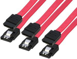 RIITOP SATA Cable III, 3 Pack SATA Cable III 6Gbps Straight HDD SDD Data Cable with Locking Latch 19 Inch Compatible for SATA HDD, SSD, CD Driver, CD Writer - Red