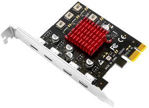 4 Port USB 3.2 Type C PCIe Expansion Card Adapter 5Gbps, RIITOP PCI-e Express to USB Type C 4 Port Card for Desktop PC Support Windows 11/10/8/7/XP/Vista, Self-Powered Supply