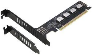 PCIE Oculink Adapter Card, RIITOP PCI-e Express 16x to Quad OCuLink SFF-8612 SFF-8611 Internal VROC Raid0 Adapter for U.2 SSD eGPU External Graphics Card Dock