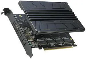 Quad NVMe to PCIe Adapter (PCIe Bifurcation Motherboard is Required), RIITOP 4-Port NVMe to PCI-e 4.0/3.0 x16 Expand Controller Card with Heatsink, Support 2280/2260/2242/2230 size NVMe M-Key SSD