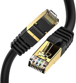 Cat 8 Ethernet Cable RJ45 Internet Patch Cable 2000Mhz 40Gbps High Speed LAN Wire Cable Cord Shielded for Modem, Router, PC, Mac, Laptop, PS2, PS3, PS4, Xbox, and Xbox 360 Black