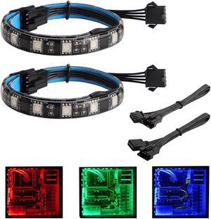 2Pcs LED Strip Light Combo Kit Computer Magnetic RGB LED Strip 12v 4pin Compatible with ASUS Aura /Msi /Gigabyte