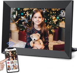 10.1 Inch WiFi Digital Picture Frame with 1280 * 800P IPS Touch Screen HD Disply,Built-in 16GB Storage,Video Clips and Slide Show,Send Photos Instantly from Anywhere with via Free APP Frameo