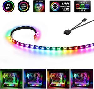19.7in / 50cm Addressable RGB LED Strip, bulit-in magnets Computer Lights for Case, 5V 3 Pin Header Dream Color ARGB Strip