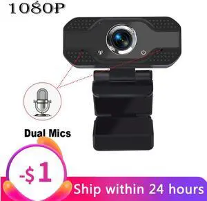 Webcam 1080P ,Built-in Dual Mics Smart Web Camera USB Pro Stream Camera for Desktop Laptops PC Game Cam For OS Windows10/8