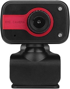 Webcam USB Driver Free Night Vision Clip-on Web Camera with Microphone Red for School Office Working Accessories