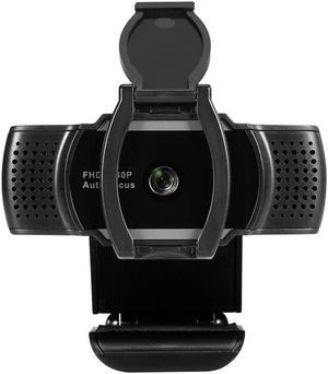 1080P USB Camera Auto Focus Web Camera with Privacy Cover Built-in Microphone Drive- Camera Web for PC Laptop Black