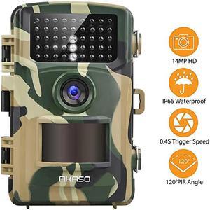 Trail Game Camera 14MP 1080P Wildlife Hunting Scouting Cam IP66 Waterproof Camera with 120° Detecting Range Hunting Camera