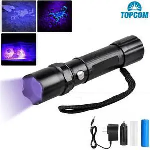 3W 365nM 395nM UV Light Rechargeable Ultraviolet Lantern UV Flashlight Torch Anti-fake Money Detect With Battery Charger
