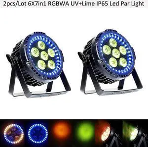 PAR Light 6x7in1 RGBWA UV +Lime LED Par Light +Rainbow Ring Effect IP65 LED Par Can Lights US Stock