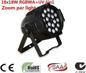 18x18 w zoom par luce dmx luci dj par 64 rgbwa uv 6in1 led par luce per dj disco party