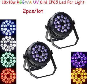 2pcs LED 18x18W RGBWA UV 6in1 Led Par Stage Light Outdoor use for dj Club Stage Christmas Wedding Party
