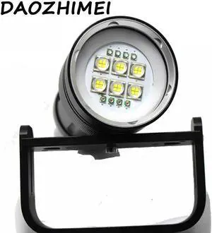 8000 lumens 6 LED white + 4x red + 4x UV / blue waterproof diving flashlight LED underwater photography light