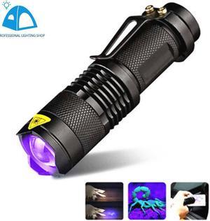 UV Flashlight Ultraviolet LED Light Zoom Mini Torch Light Money Detector Scorpion 14500 Battery Waterproof Lamp