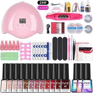 Gel Nail Polish Set With Uv Lamp Led Dryer With 10/12/18/20 Pcs Nail Gel Lak Kit Nail Art Soak Off Nail Drill For Nail Tool