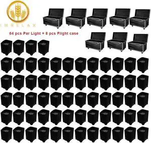 64pcs 4*18W RGBWA + UV LED Par Light With Flight Case Package For Dance Floor Stage Lighting for Wedding,Church,DJ