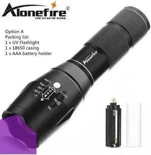E17 UV Flashlight 365nm Ultraviolet Zoomable 18650 Flashlight for Invisible Cat Dog Pet Stains Hunting Marker Checker