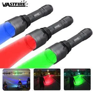 10000 Lumens LED Flashlight Blue/red/UV/White Tactical Flashlights Aluminum Gray Hunting Torch C10 Powerful Weapon Gun Lantern